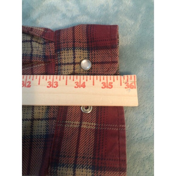 Haband Shirt Mens XL Red Plaid Pearl Snap Western Cowboy Rodeo - Picture 7 of 7